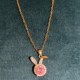 Gold Plated Bunny Shape Pink American Diamond