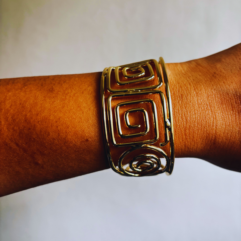 Gold Plated Cuff Spiral bracelet