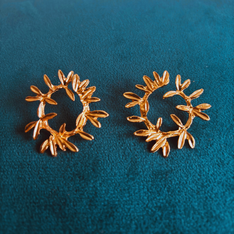 Gold Platted Greek Leaves earing