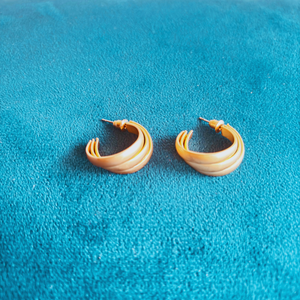 Contemporary Matt Gold Earring