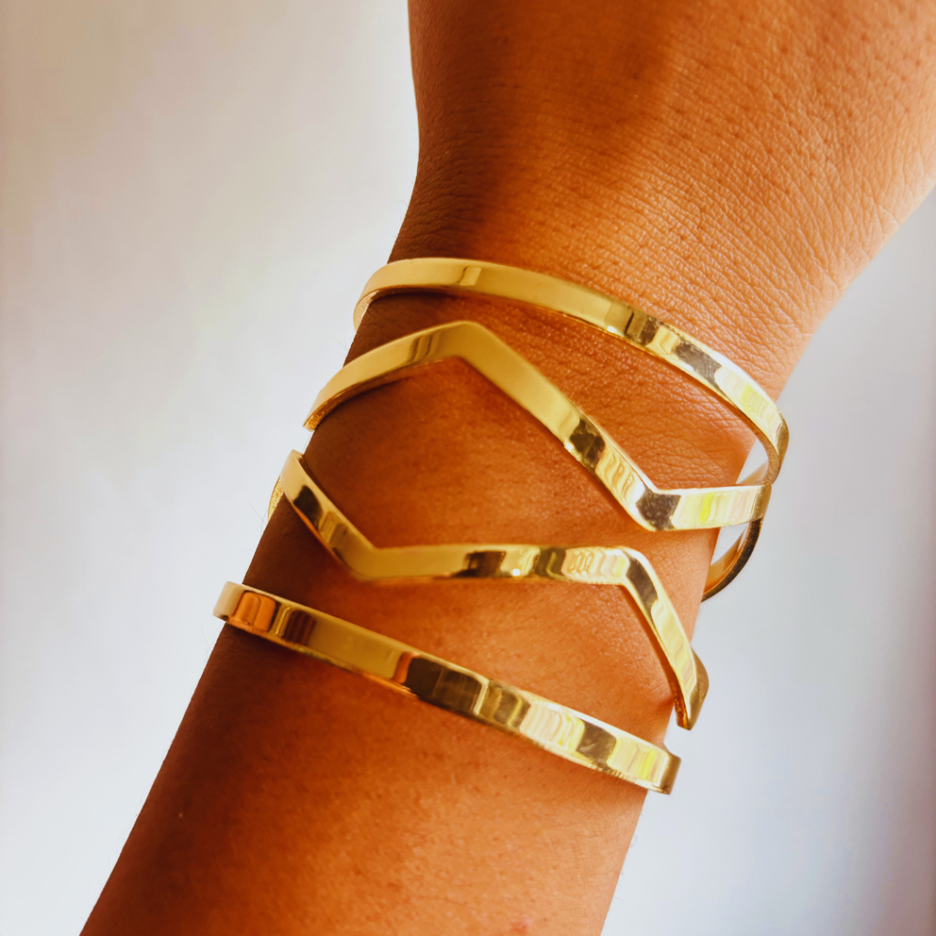 Gold Platted Cuff Zig Zag Bracelet