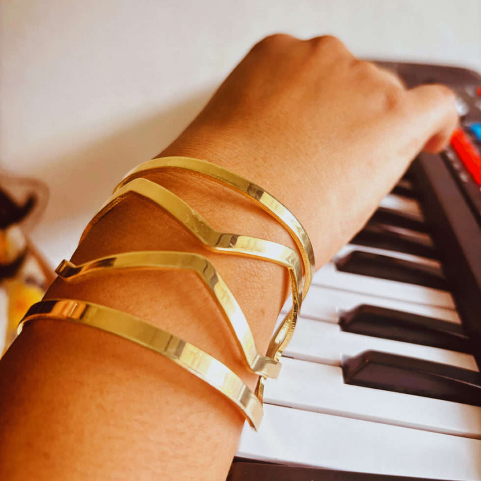 Gold Platted Cuff Zig Zag Bracelet