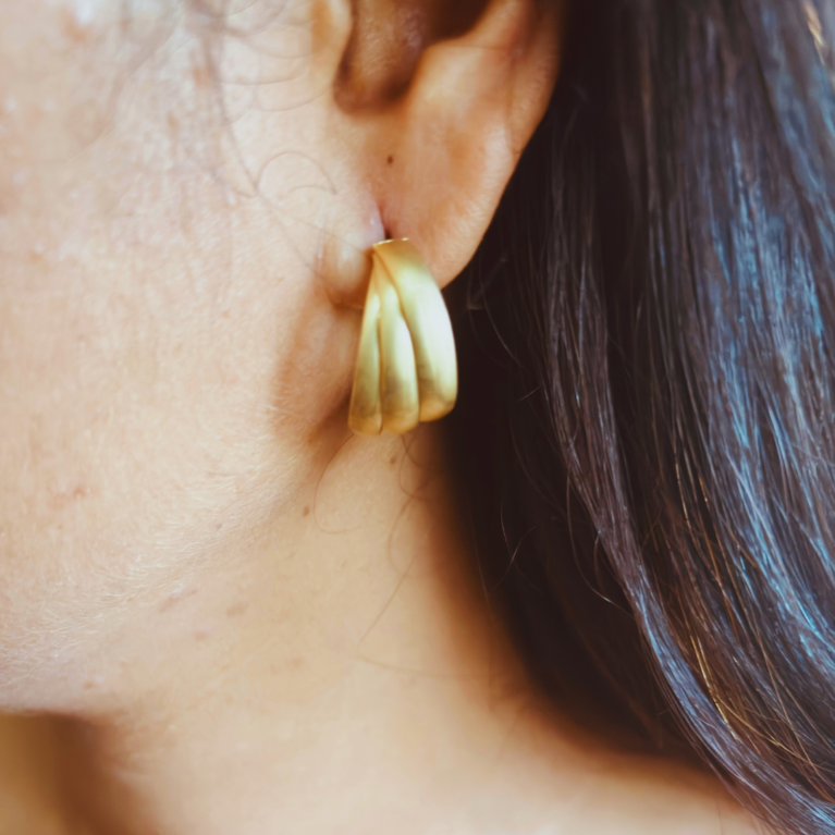 Contemporary Matt Gold earing