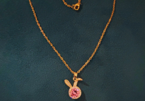 Gold Plated Bunny Pink American Diamond Necklace